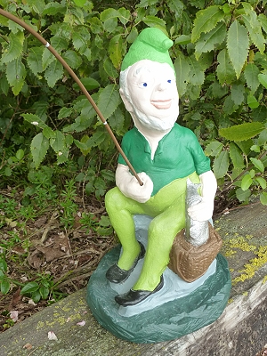 Fishing gnome with basket gnomes garden ornaments  yard art garden